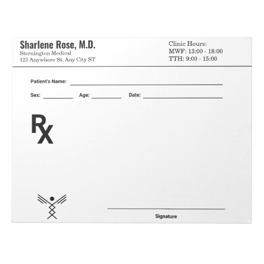Bloc-notes sur ordonnance personnalisé - RX pour m (Devant)