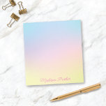 Bloc-notes Sweet Pastel Ombré Personnalisé pour le<br><div class="desc">Ce mignon bloc-notes personnalisé présente un arrière - plan de tons pastel rose,  bleu et jaune avec le nom de votre enfant dans un script en bas. Ce design sucré est un excellent choix pour n'importe quel enfant ET fait un cadeau amusant!</div>