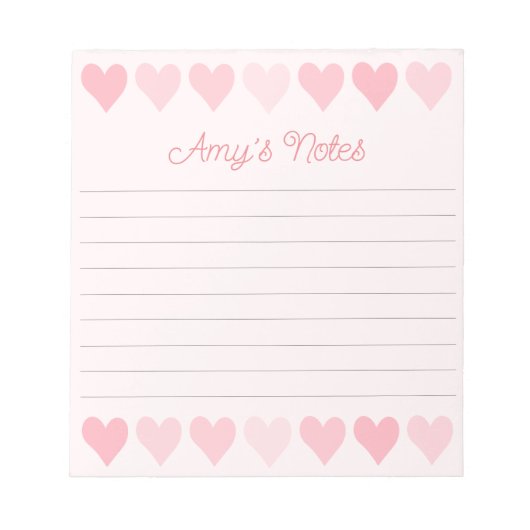 Bloc-notes Sweet Pink Hearts (Devant)