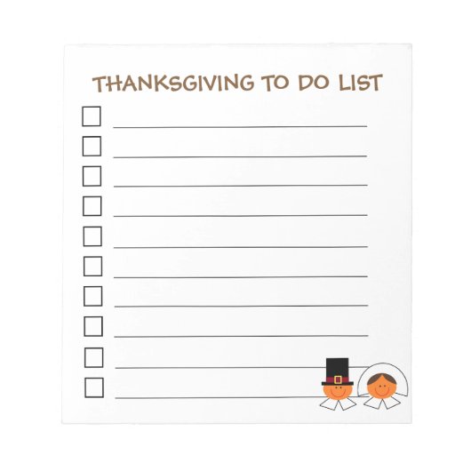 Bloc-notes "Thanksgiving To Do List" (Devant)