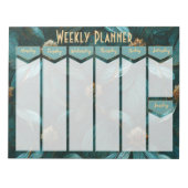 Bloc-notes turquoise et Gold Floral Weekly Planner (Devant)