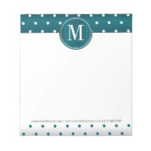 Bloc-notes Turquoise et Pois blanc monogramme (Devant)