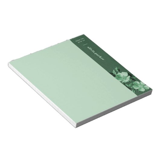 Bloc-notes végétal monochromatique vert (Incliné)