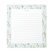 Bloc-notes vert bleu botanique Aquarelle Florales (Devant)