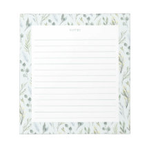 Bloc-notes vert bleu botanique Aquarelle Florales