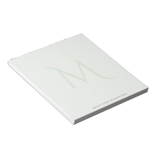Bloc-notes vert clair Fade Monogramme moderne (Incliné)