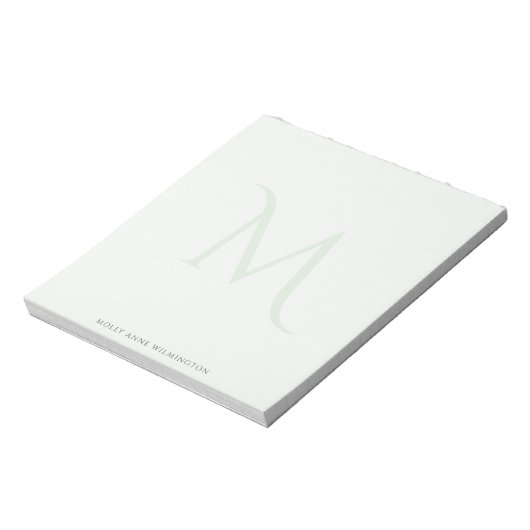 Bloc-notes vert clair Fade Monogramme moderne (Tourné)