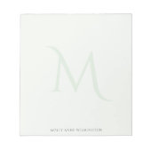 Bloc-notes vert clair Fade Monogramme moderne (Devant)