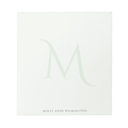Bloc-notes vert clair Fade Monogramme moderne (Devant)