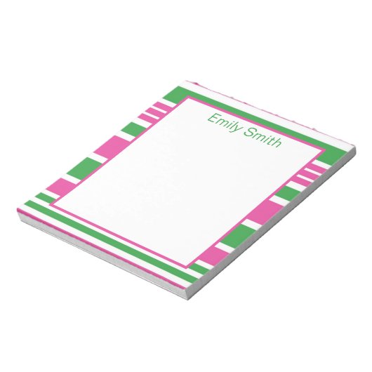 Bloc-notes vert et rose Stripe Kelly (Tourné)