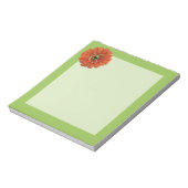 Bloc-notes vert monogramme orange Gerbera Daisy (Tourné)