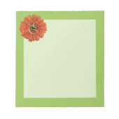 Bloc-notes vert monogramme orange Gerbera Daisy (Devant)