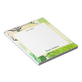 Bloc-notes vert personnalisé et floral de pêche (Incliné)