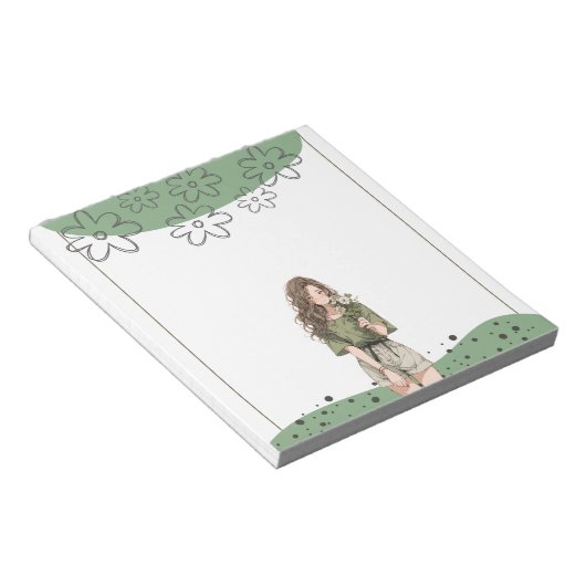 Bloc-notes vert simple Anime Boho (Incliné)