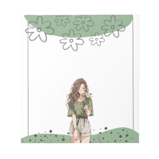 Bloc-notes vert simple Anime Boho (Devant)
