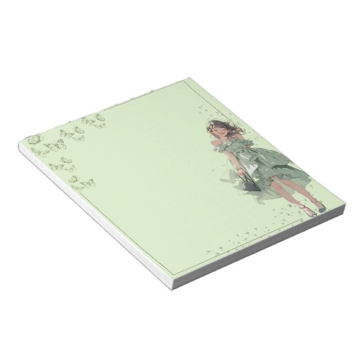 Bloc-notes vert simple Anime Boho (Incliné)