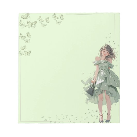 Bloc-notes vert simple Anime Boho (Devant)
