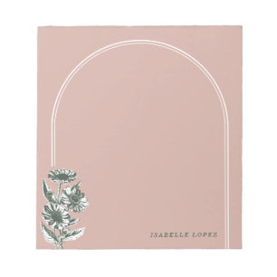 Bloc-notes vintage à arc floral personnalisé - ros