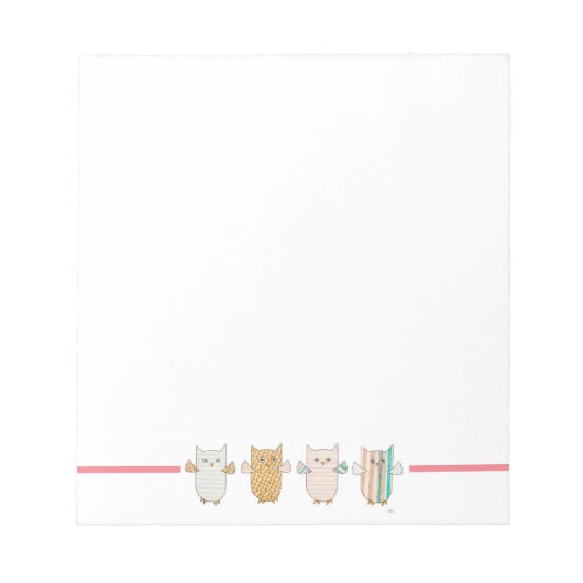 Bloc-notes volant 4 Chouettes pastel (Devant)