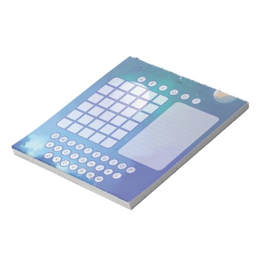 Bloc-notes Wordle Scratch Pad - Aquarelle spatiale (Tourné)