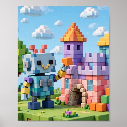 Bloc par Bloc — Affiche de construction de robot v (Devant)