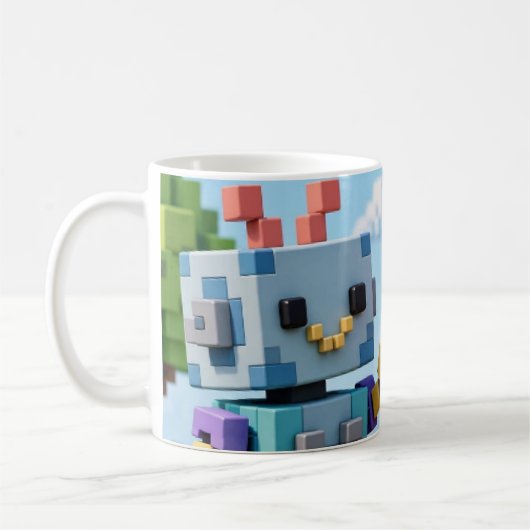 Bloc par Bloc — Mug du robot constructeur de voxel (Gauche)