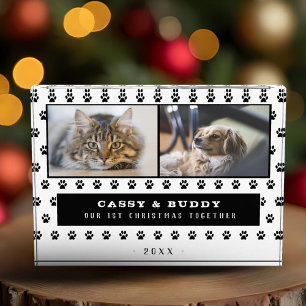 Bloc Photo 1er Noël Ensemble Chat Chien Paw 2