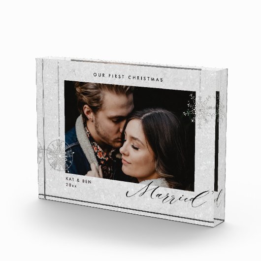 Bloc Photo 1er Noël Marié Blanc Éclairage Cadeau Moderne (Droite)