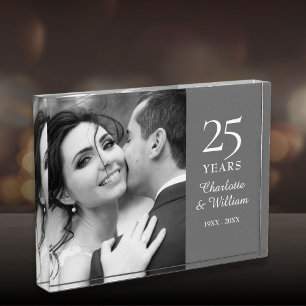 Bloc Photo 25e anniversaire de mariage argenté Élégant