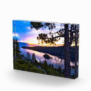 Bloc Photo 3D Glass Lake Tahoe Emerald Bay Art