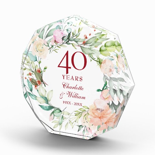 Bloc Photo 40e anniversaire du Mariage Ruby Garland Rose (Droite)