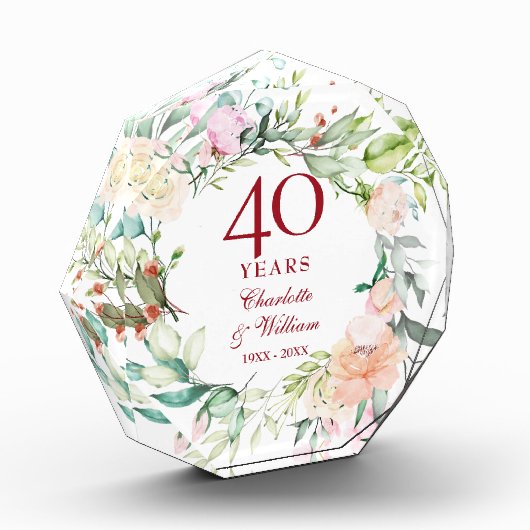 Bloc Photo 40e anniversaire du Mariage Ruby Garland Rose  (Gauche)