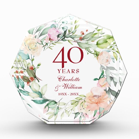 Bloc Photo 40e anniversaire du Mariage Ruby Garland Rose  (Devant)