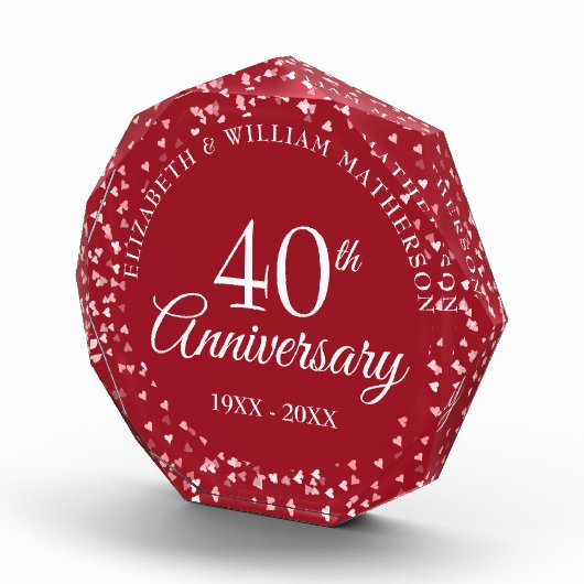 Bloc Photo 40e anniversaire Ruby Hearts Confetti (Droite)