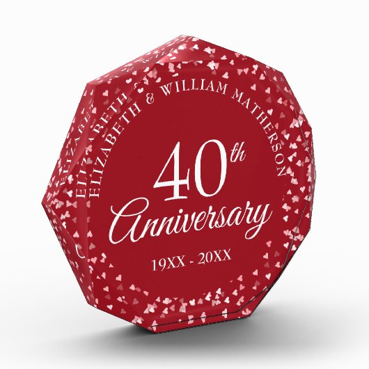 Bloc Photo 40e anniversaire Ruby Hearts Confetti (Gauche)