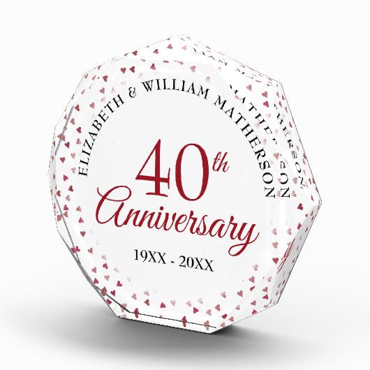 Bloc Photo 40e anniversaire Ruby Hearts Confetti (Droite)