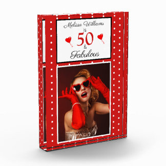 Bloc Photo 50 & Fabulous Personal 50e anniversaire White Red 