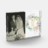 Bloc Photo 50e anniversaire Mariage d'or Rose Floral (Gauche)