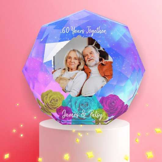 Bloc Photo 60th Diamond Wedding Anniversary Floral Keepsake