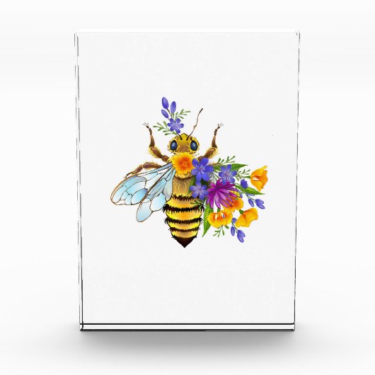 Bloc Photo Abeille à fleurs avec plantes sauvages (Devant)