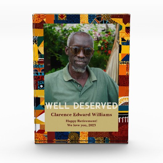 Bloc Photo Abstract Patchwork Retirement Gift for Black Dad (Devant)