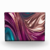 Bloc Photo Abstrait-Viva Magenta Turquoise et Or (Devant)