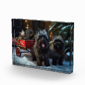 Bloc Photo Affenpinscher Snowy Sleigh Ride Décor de Noël (Droite)