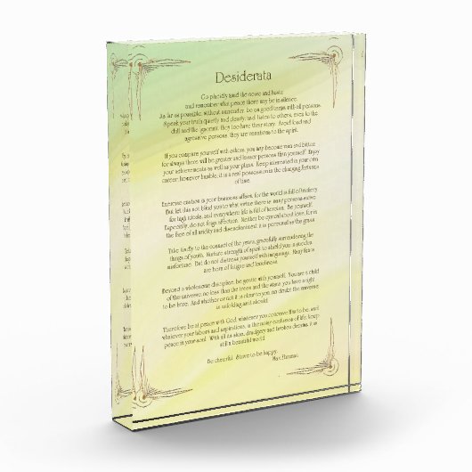 Bloc Photo Affiche du poème Desiderata de Max Ehrmann (Gauche)