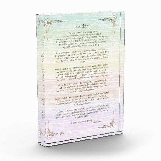 Bloc Photo Affiche du poème Desiderata de Max Ehrmann (Gauche)