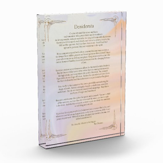 Bloc Photo Affiche du poème Desiderata par Max Ehrmann (Gauche)