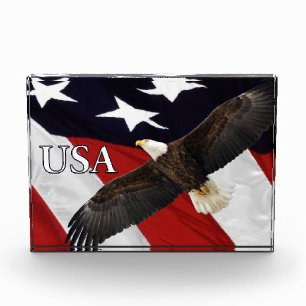 Bloc Photo Aigle et drapeau américain USA