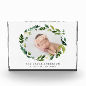 Bloc Photo Albâtre Wreath Birth Stats Baby Photo Block (Devant)