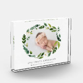 Bloc Photo Albâtre Wreath Birth Stats Baby Photo Block (Gauche)