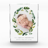 Bloc Photo Albâtre Wreath Birth Stats Baby Photo Block (Devant)